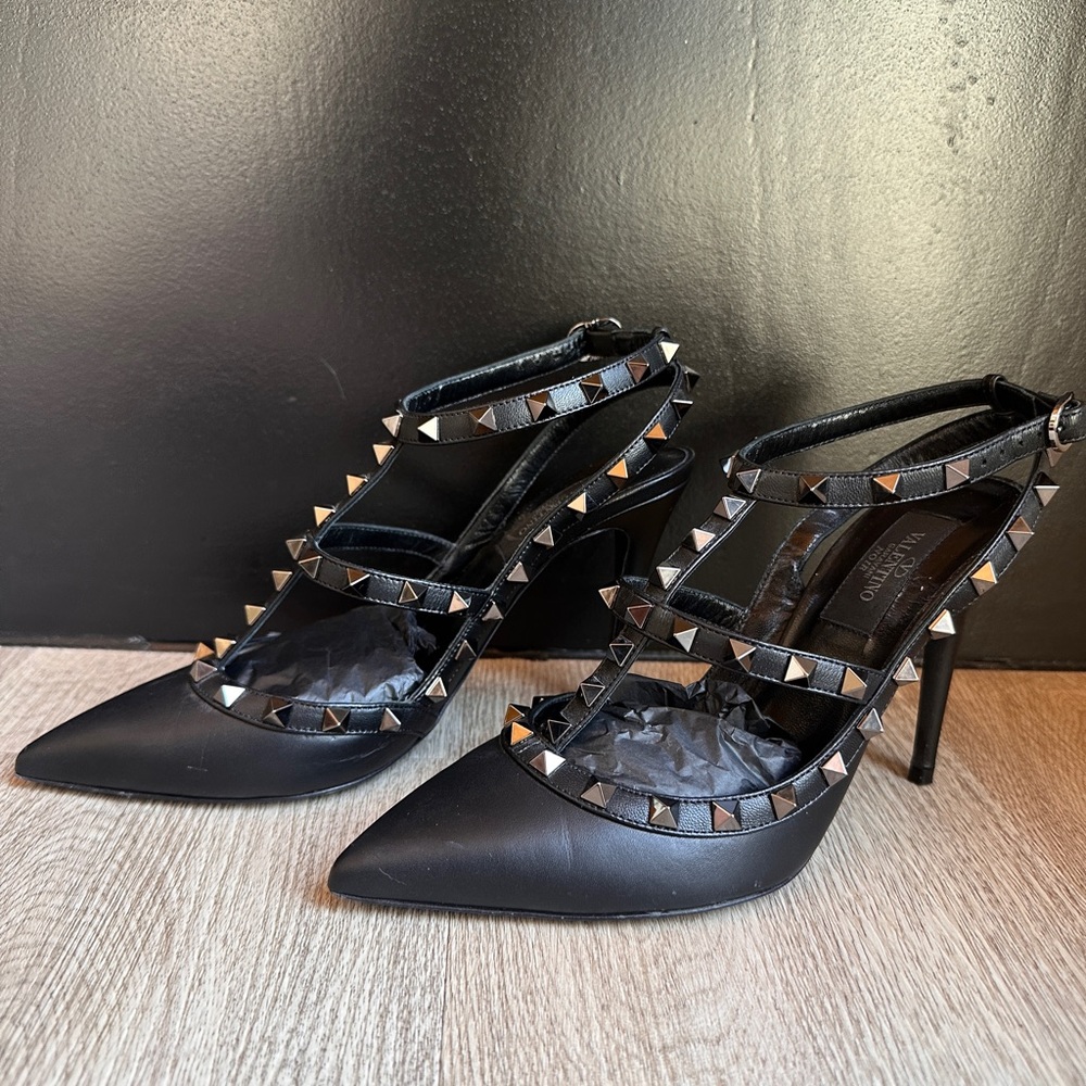 FULL SET - VALENTINO Rockstud Ankle Strap Pumps Tonal Studs 100 MM (37.5) - Picture 8 of 16